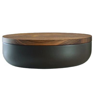 VVD Pottery - Ceramic 30x7cm with 2cm Walnut Lid (3072) | When Objects Work | JANGEORGe Interiors & Furniture