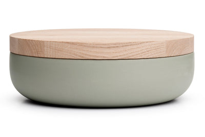 VVD Pottery - Ceramic 30x7cm with 3cm Oak Lid (3073) | When Objects Work | JANGEORGe Interiors & Furniture