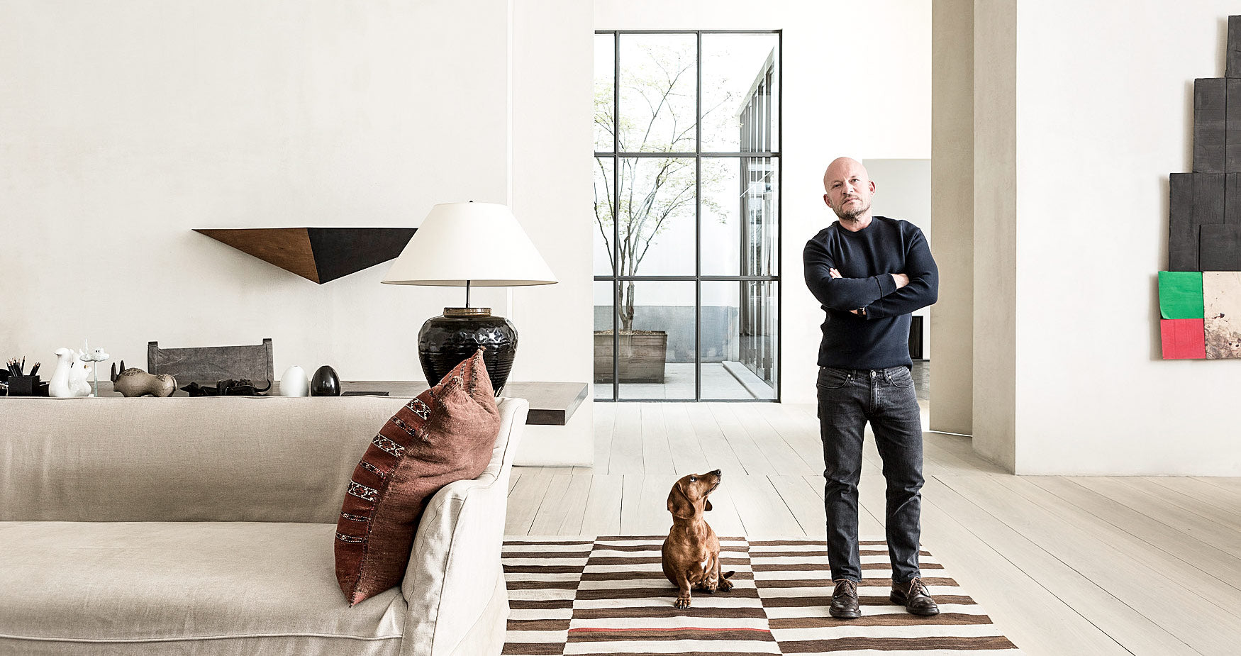 Designer Vincent van Duysen with his "teckel" | JANGEORGe Interior Design