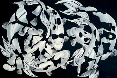 Black and White Koi by Ken Miller