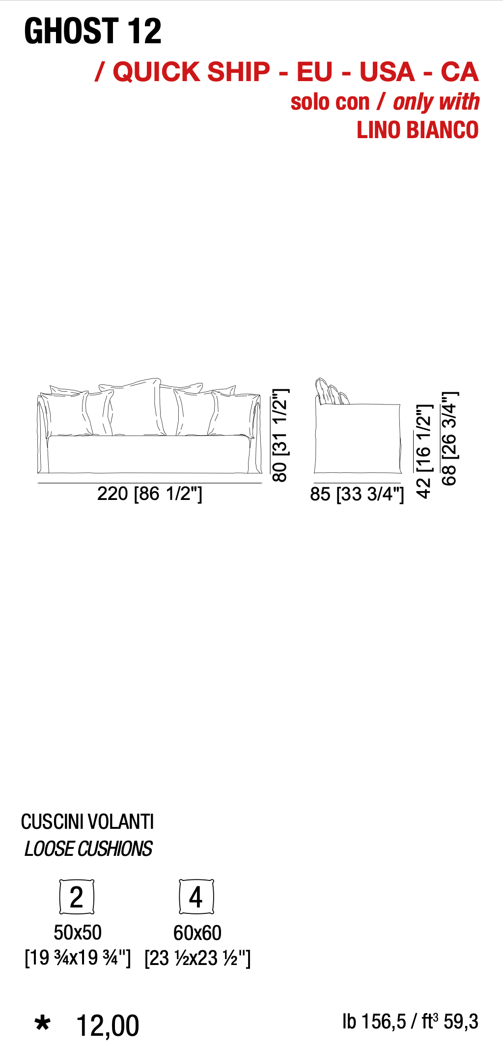 Ghost 12 Sofa by Gervasoni | Paola Navone Design
