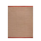 Guna rug with fine knitted texture in natural tones and red borders by Gervasoni, suitable for indoor and outdoor use.