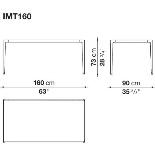 Mirto - Rectangular Table 160cm with Pewter Painted Frame (IMT160_E)