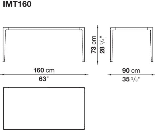 Mirto - Rectangular Table 160cm with Painted Black Chrome Frame (IMT160_C)