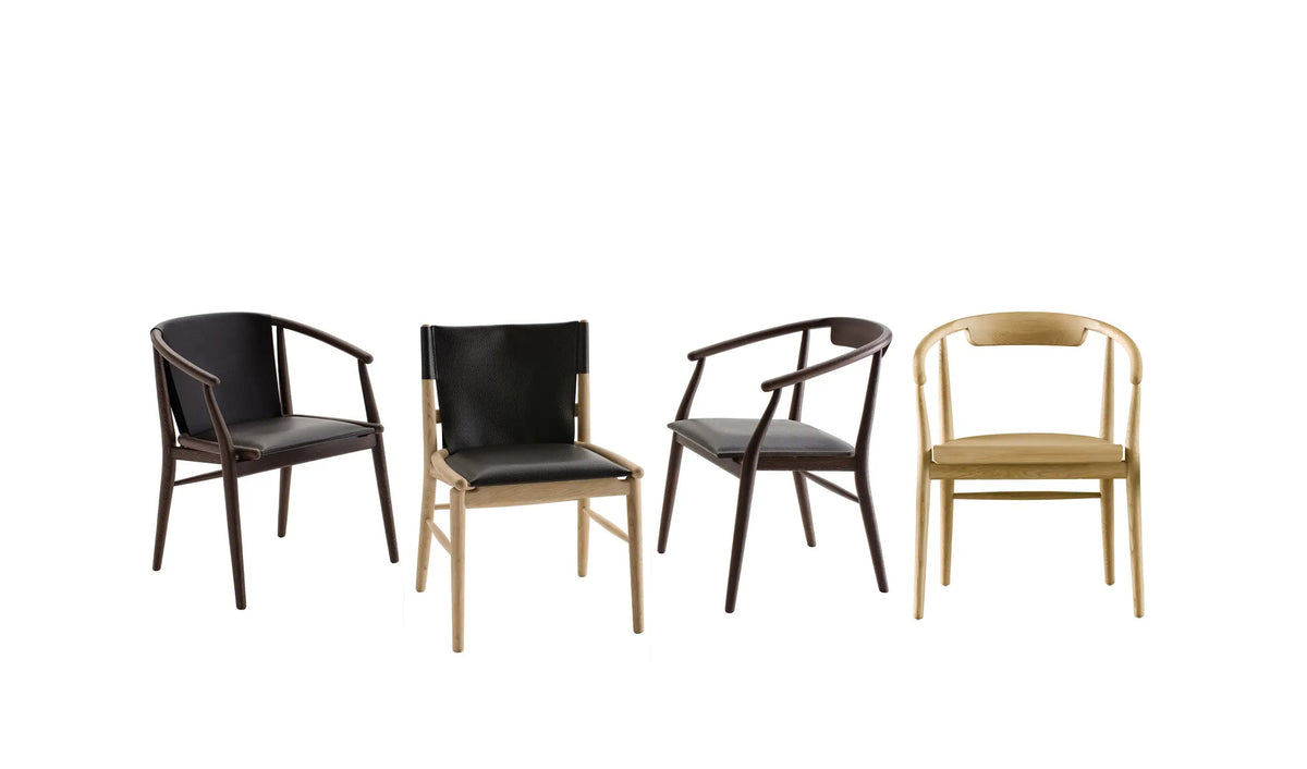 Jens - Chair, Oak Frame, Leather Seat and Back with Armrests 61cm (SJ61BR)