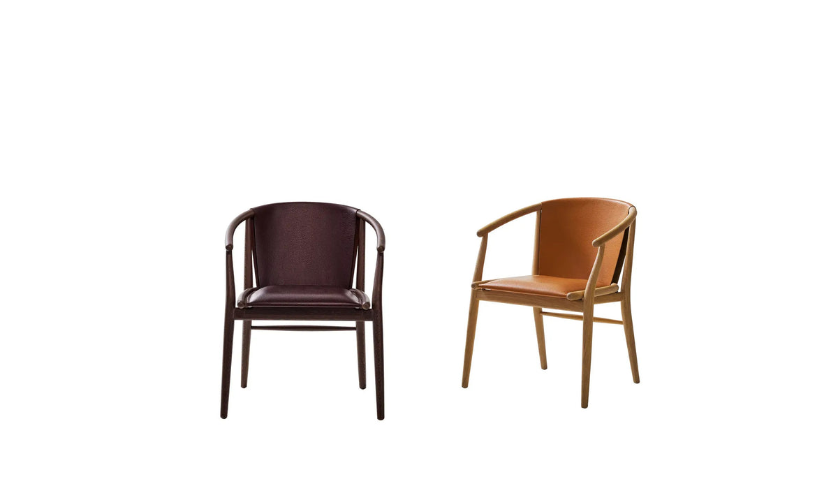 Jens - Chair, Oak Frame, Leather Seat and Back with Armrests 61cm (SJ61BR)