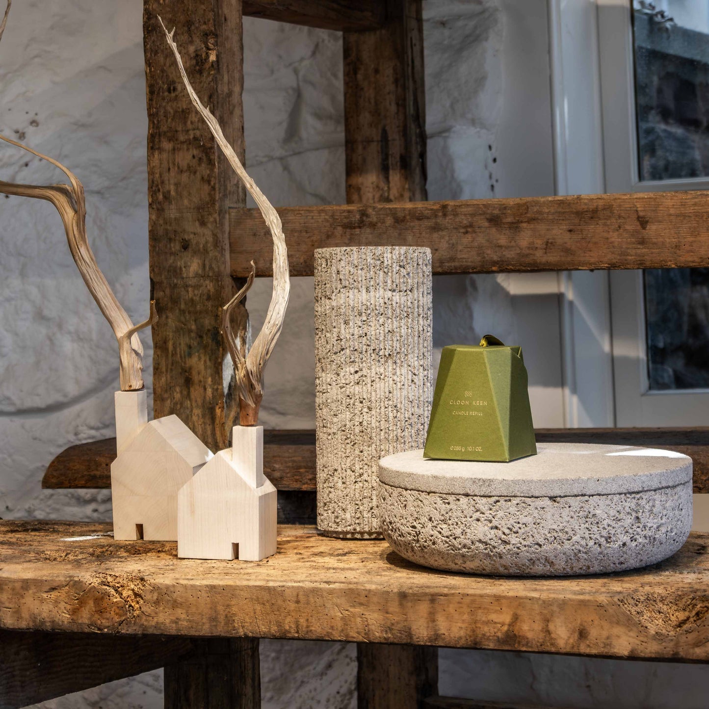 Cloon Keen candle refill photographed in the JANGEORGe Interior Design & Furniture showroom, showcasing sustainable luxury home fragrance.