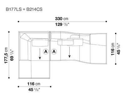 Bend-Sofa, Sectional Quick Ship Version | B&B Italia | JANGEORGe Interior Design