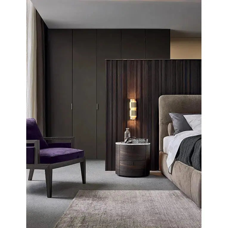 Onda Night table with two drawers and handle in hide | Poliform | JANGEORGe Interior Design