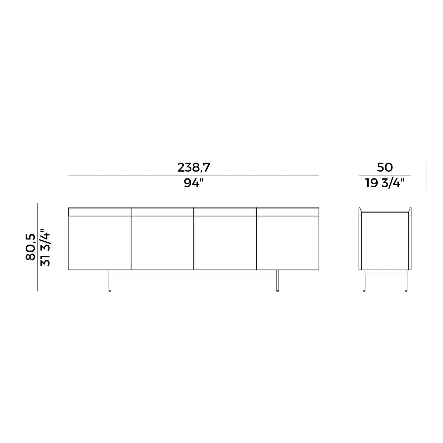 Avant - Sideboard with Bronzed Brass Base (884/MB1) | Potocco | JANGEORGe Interior Design