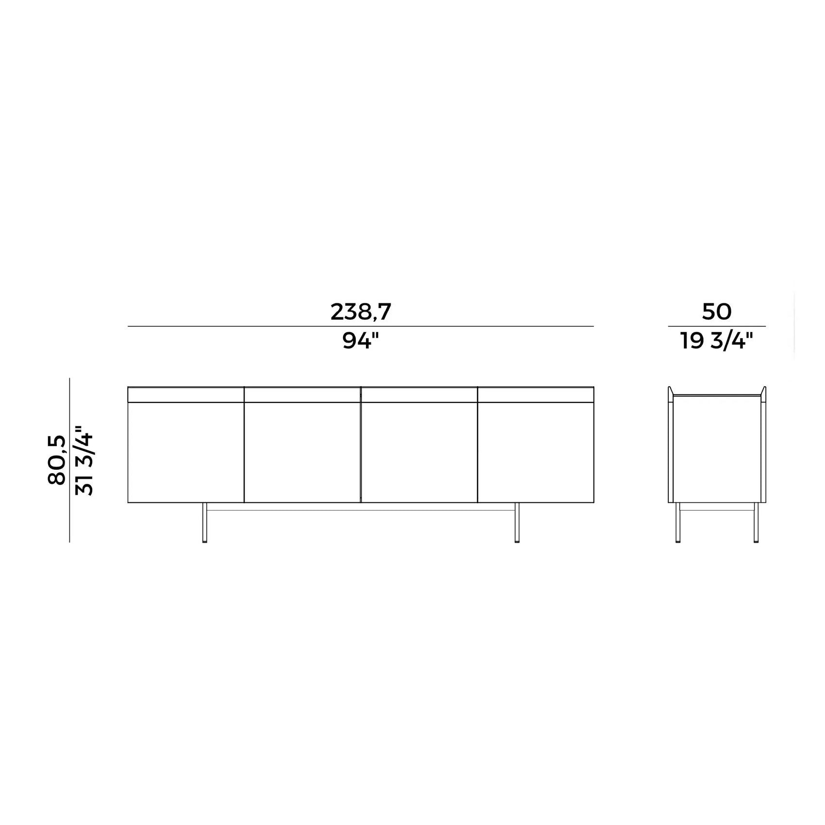 Avant - Sideboard with Bronzed Brass Base (884/MB1) | Potocco | JANGEORGe Interior Design