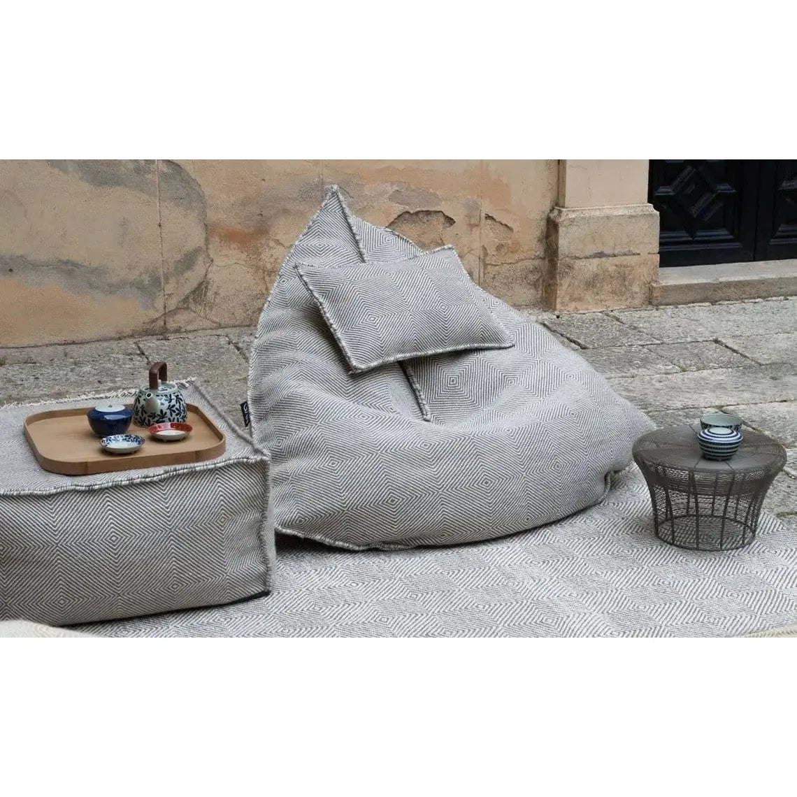Sail - Square Pouf 100% New Wool | GAN RUGS | JANGEORGe Interior Design