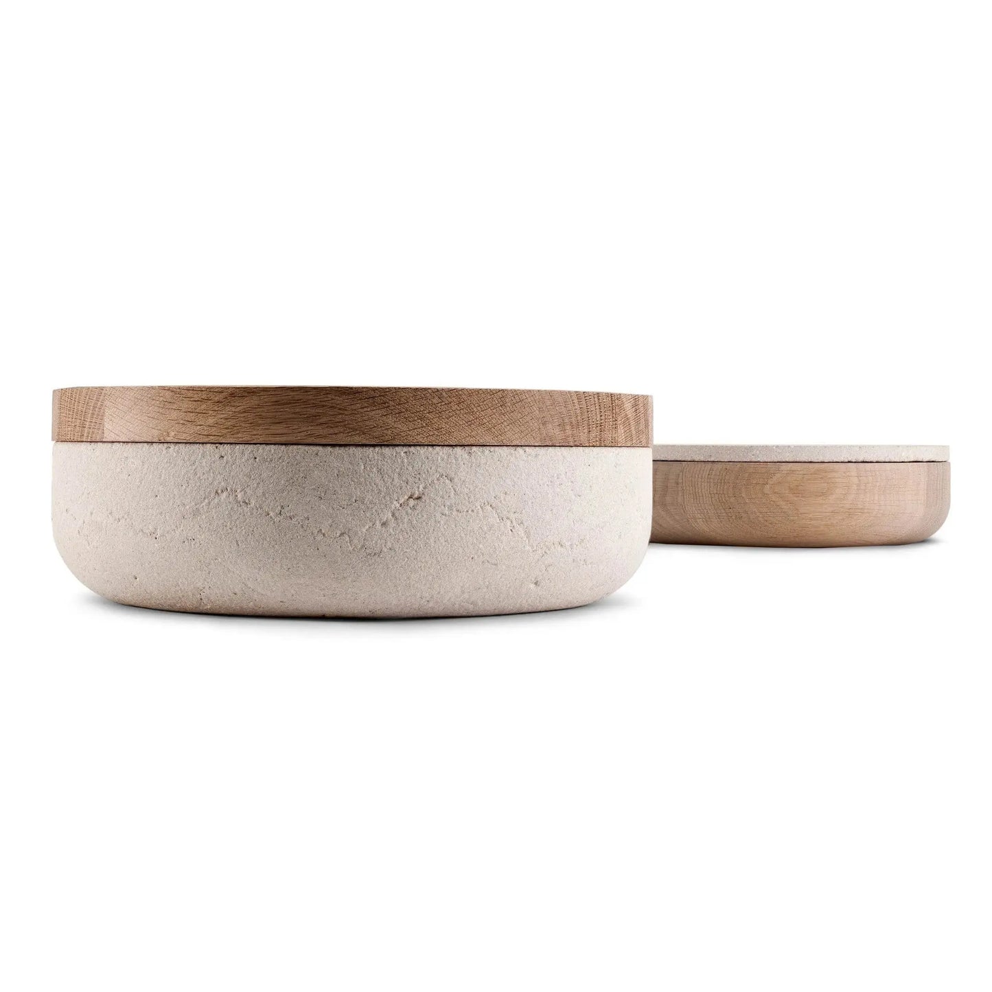 VVD Pottery - Natural Stone 30x7cm with 3cm Oak Lid (3073) | When Objects Work | JANGEORGe Interiors & Furniture
