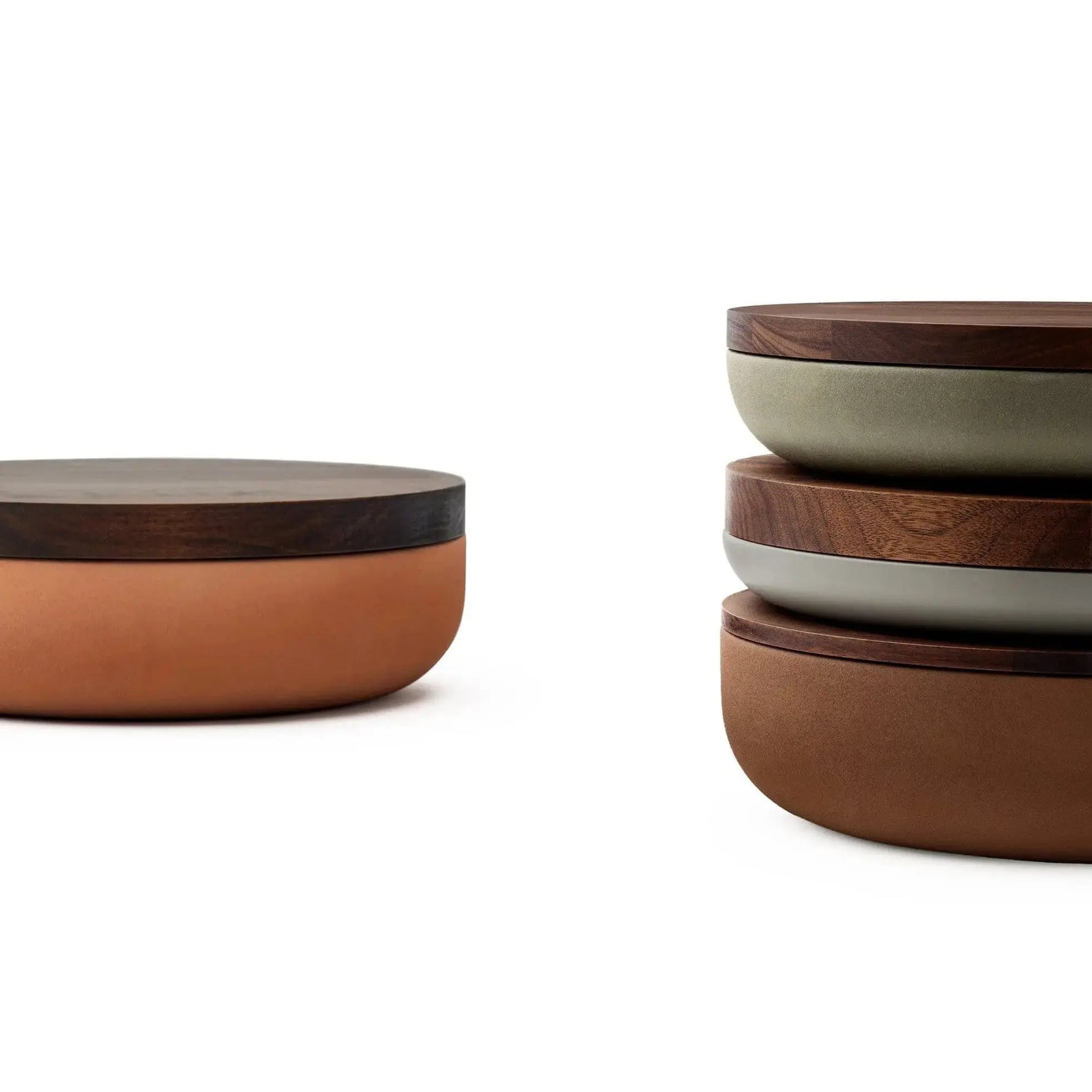 VVD Pottery Ceramic 30x5cm with 2cm Walnut Lid (3052) | When Objects Work | JANGEORGe Interior Design