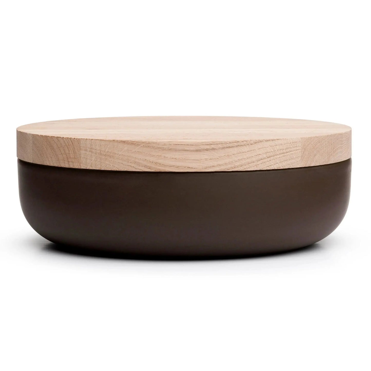 VVD Pottery - Ceramic 30x7cm with 3cm Oak Lid (3073) | When Objects Work | JANGEORGe Interiors & Furniture