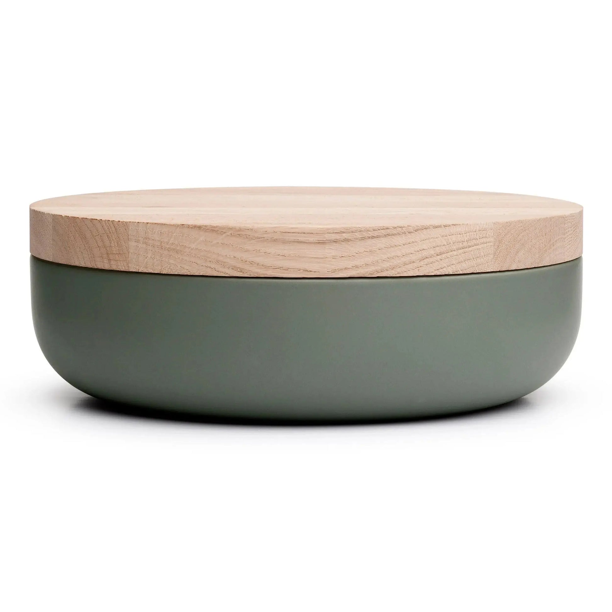 VVD Pottery - Ceramic 30x7cm with 3cm Oak Lid (3073) | When Objects Work | JANGEORGe Interiors & Furniture