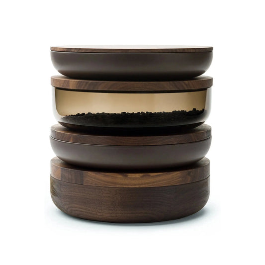 VVD Pottery Glass 30x7cm with 2cm Walnut Lid (3072) | When Objects Work | JANGEORGe Interior Design