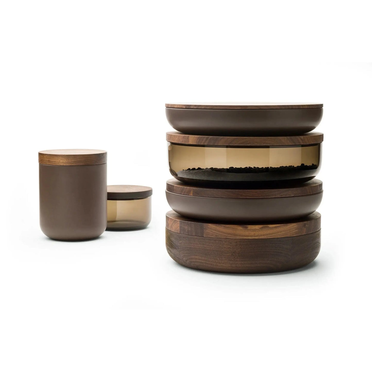 VVD Pottery Glass 30x7cm with 2cm Walnut Lid (3072) | When Objects Work | JANGEORGe Interior Design