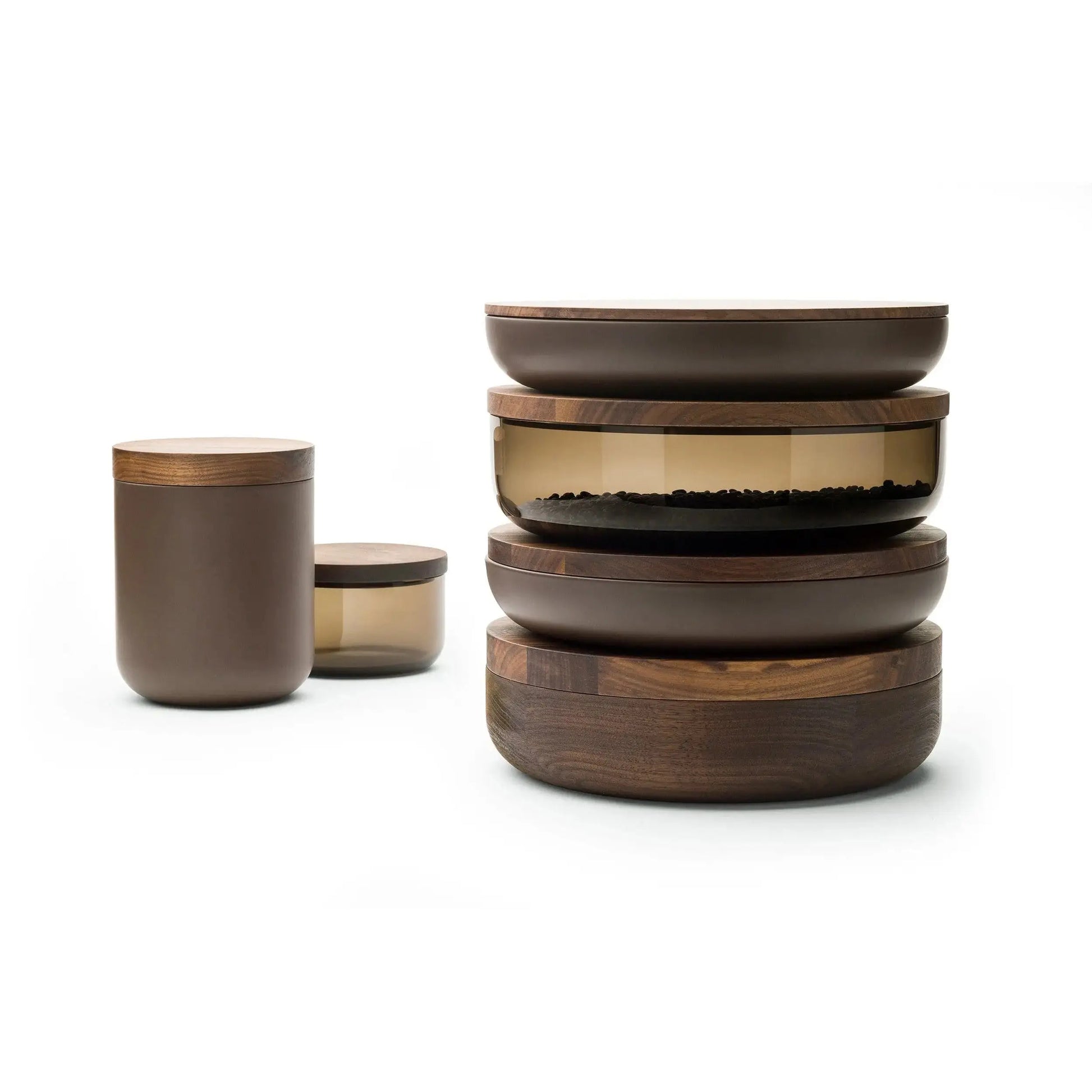 VVD Pottery Glass 30x7cm with 2cm Walnut Lid (3072) | When Objects Work | JANGEORGe Interior Design