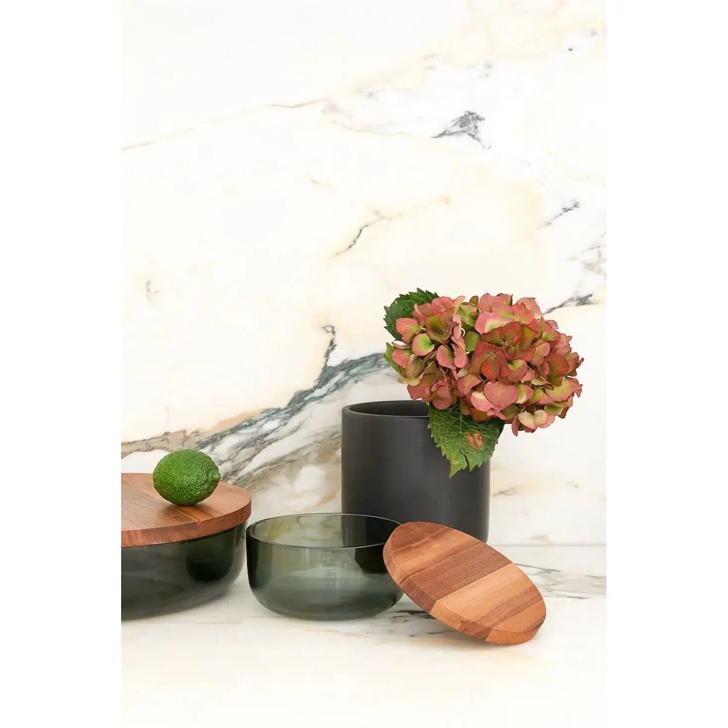 VVD Pottery Glass 15x7cm with 2cm Walnut Lid (1572) | When Objects Work | JANGEORGe Interior Design