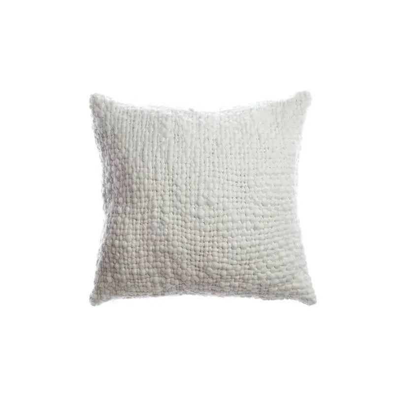 JANGEORGe Interiors & Furniture Alma Chunky Wool Square Throw Pillow White