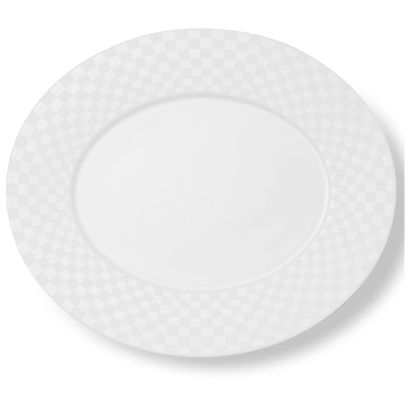 Cross White - Squares Oval Platter 13.4in | 34cm (Ø) | Dibbern | JANGEORGe Interiors & Furniture