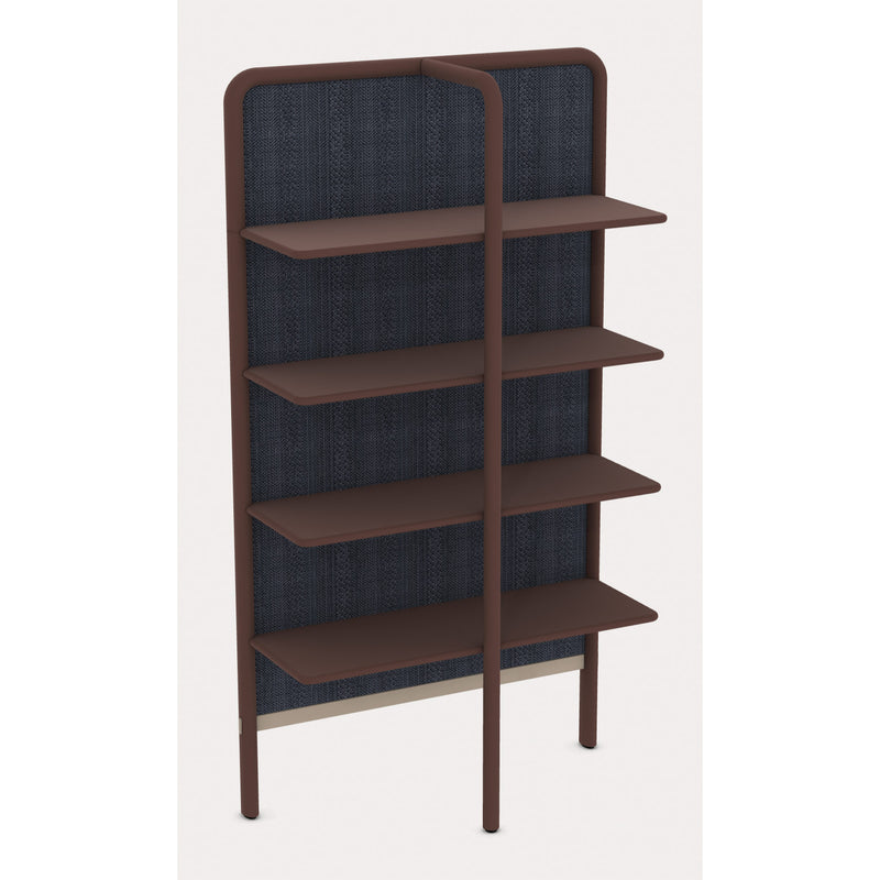 Gervasoni Daen 72 Bookshelf. Date lacquered frame with Vibes Azul Back Panel.  Brown Bookshelf USA.