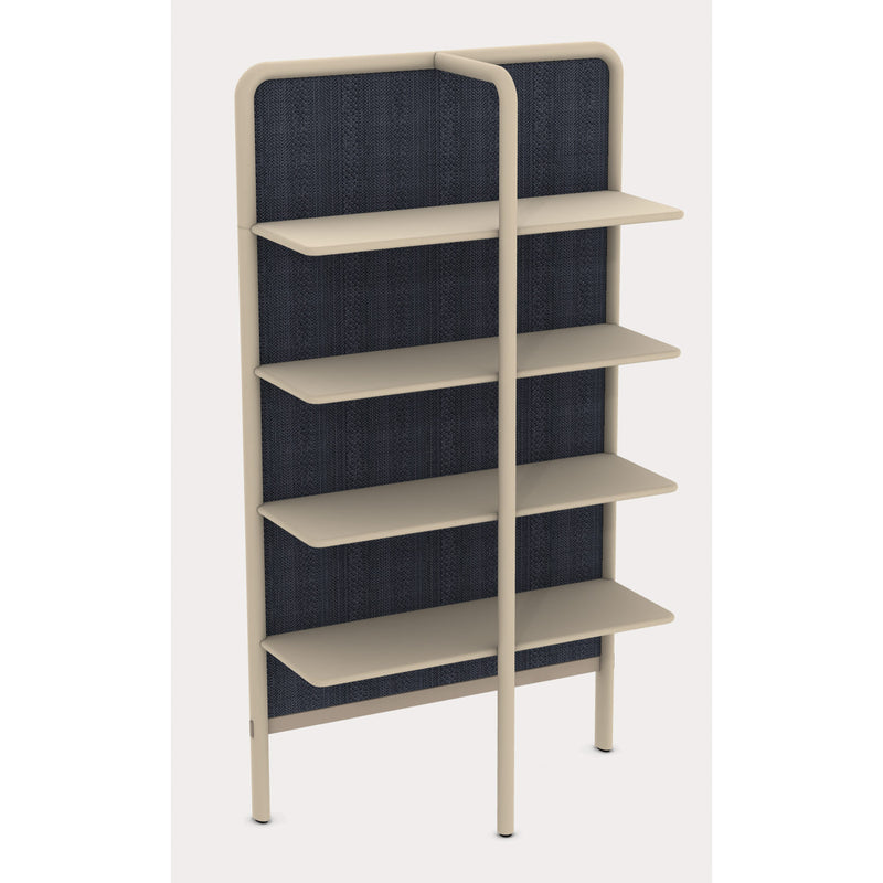 Gervasoni Daen 72 Bookshelf. Ginger lacquered frame with Vibes Azul Back Panel.  White Bookshelf USA.
