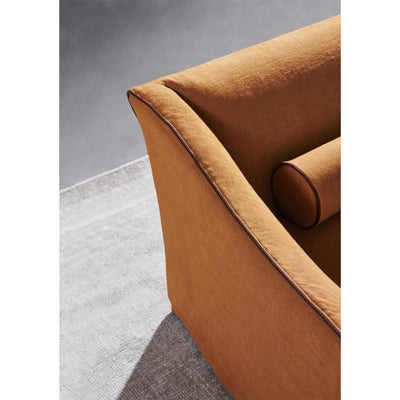 Close up of Gervasoni Saia 12 Sofa. Orange Couch | JANGEORGe Interiors & Furniture USA