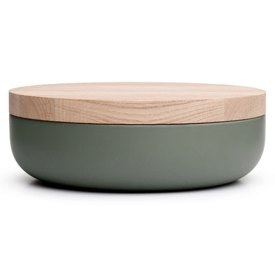 VVD Pottery - Ceramic 30x5cm with 3cm Oak Lid (3053) | When Objects Work | JANGEORGe Interiors & Furniture