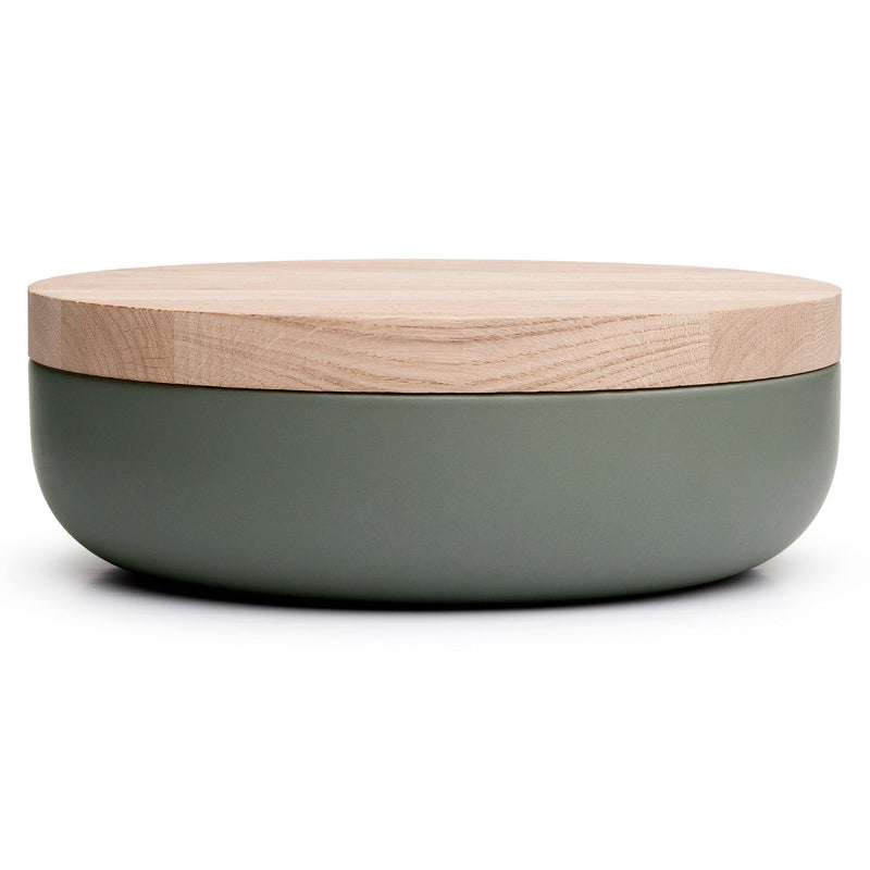 VVD Pottery - Ceramic 30x7cm with 2cm Oak Lid (3072) | When Objects Work | JANGEORGe Interiors & Furniture