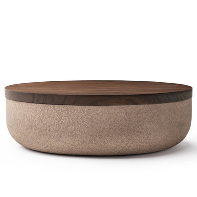 VVD Pottery - Natural Stone 30x7cm with 2cm Walnut Lid (3072)