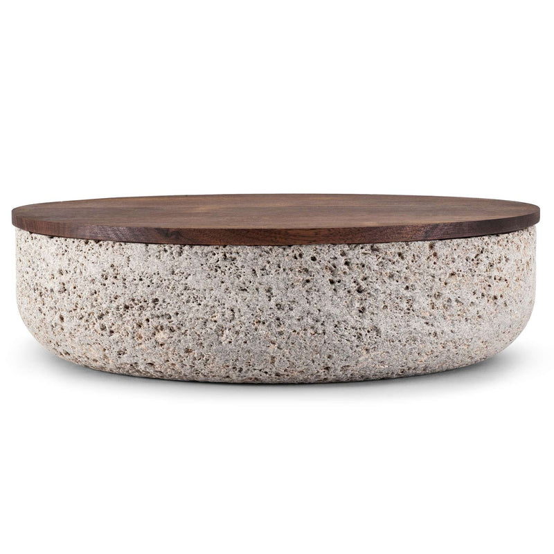 VVD Pottery - Natural Stone 30x7cm with 1cm Walnut Lid (3071)