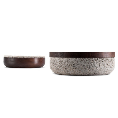 VVD Pottery - Natural Stone 30x7cm with 3cm Walnut Lid (3073)