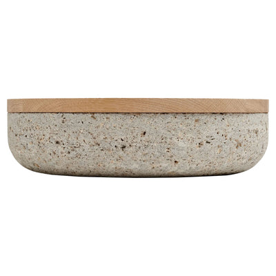 VVD Pottery - Natural Stone 30x7cm with 2cm Oak Lid (3072) | When Objects Work | JANGEORGe Interiors & Furniture