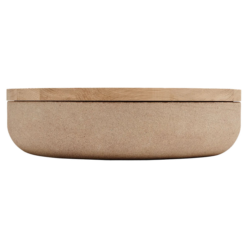 VVD Pottery - Natural Stone 30x7cm with 2cm Oak Lid (3072) | When Objects Work | JANGEORGe Interiors & Furniture