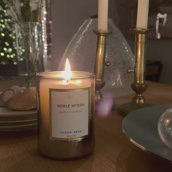 Cloon Keen Luxury Scented Candle - Hand Poured Irish Candle in Noble Myrrh scent, natural wax, elegantly displayed.