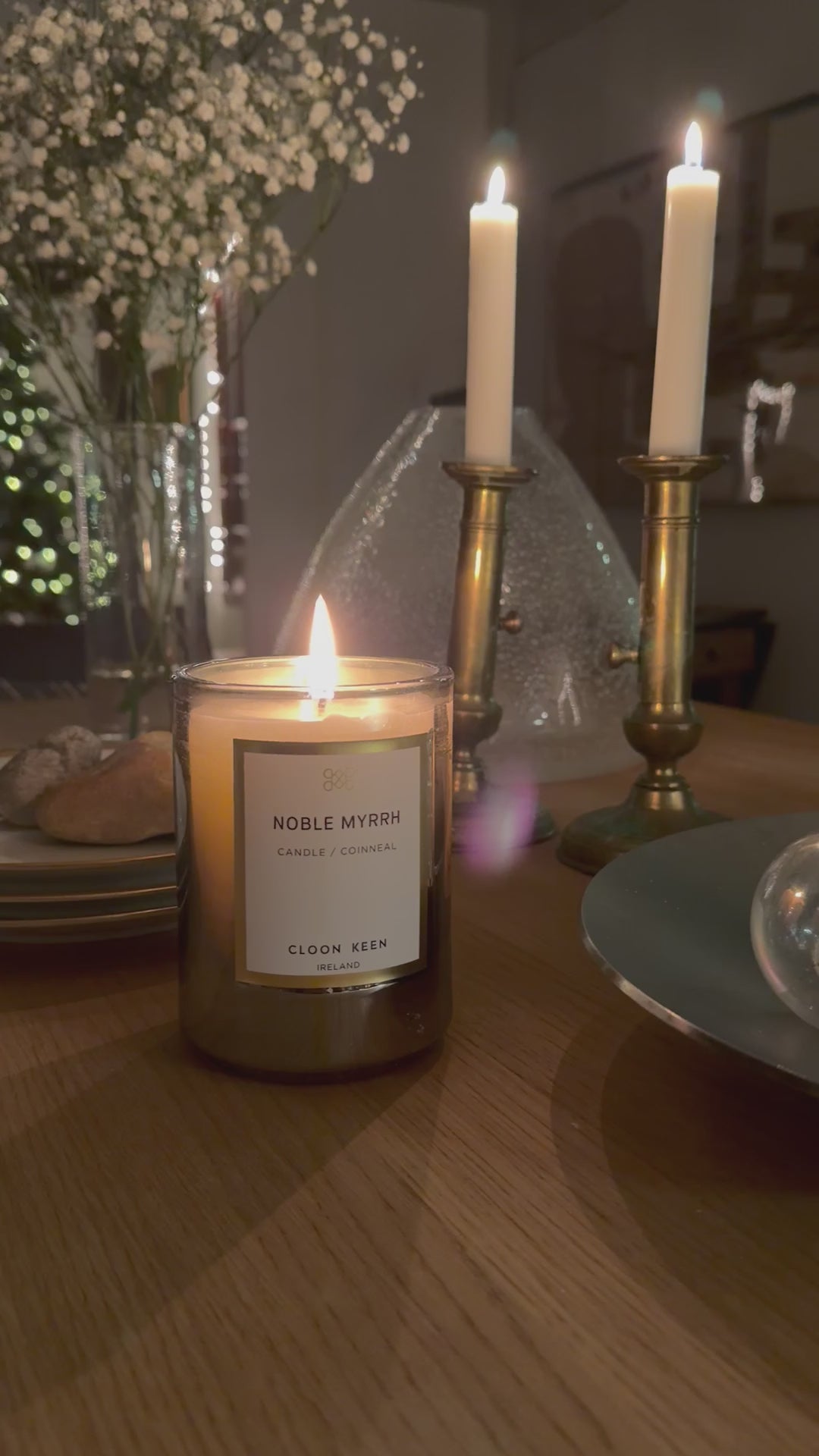 Cloon Keen Luxury Scented Candle - Hand Poured Irish Candle in Noble Myrrh scent, natural wax, elegantly displayed.