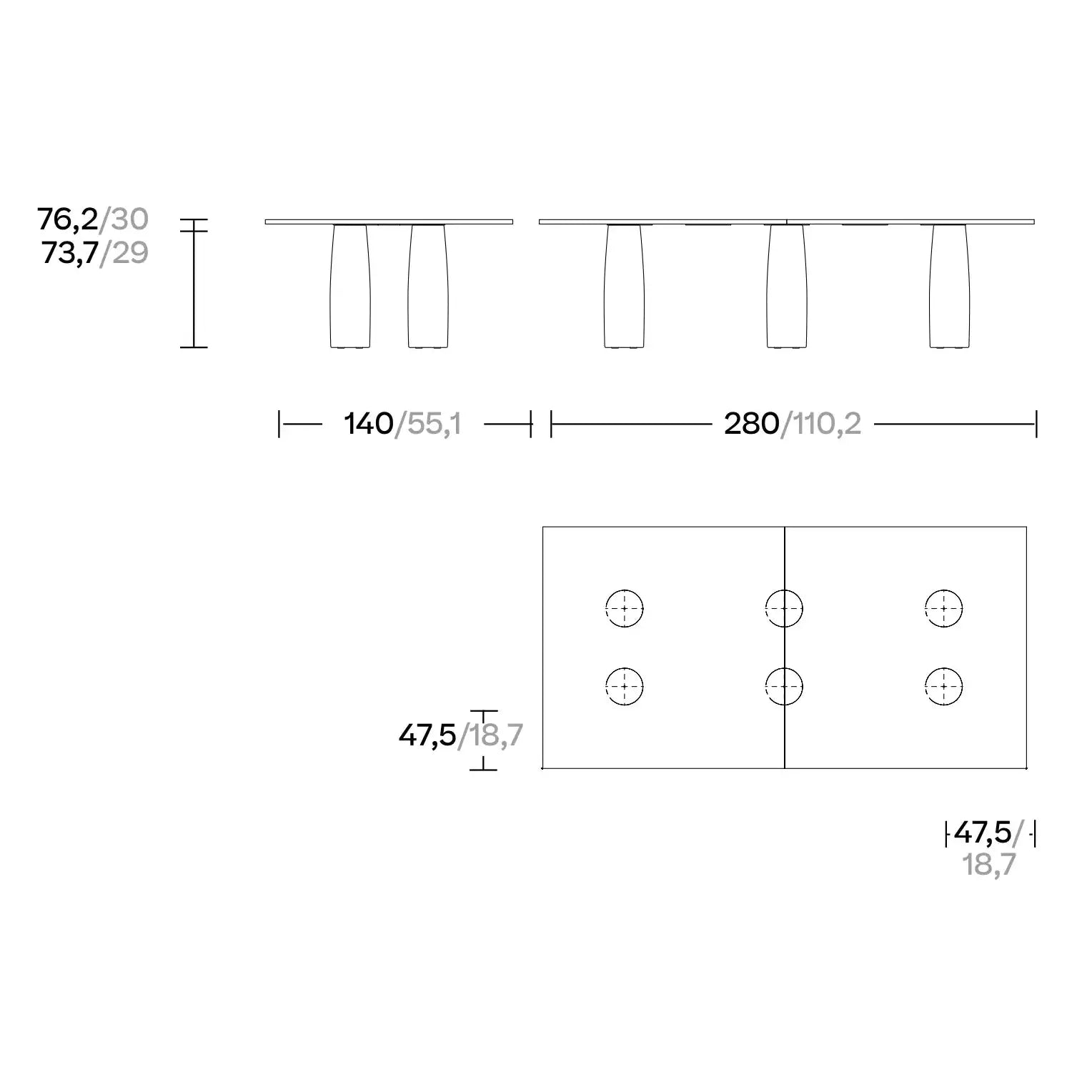 Il Colonnato - Teak Dining Table 280x140 / 12 Guest Kettal