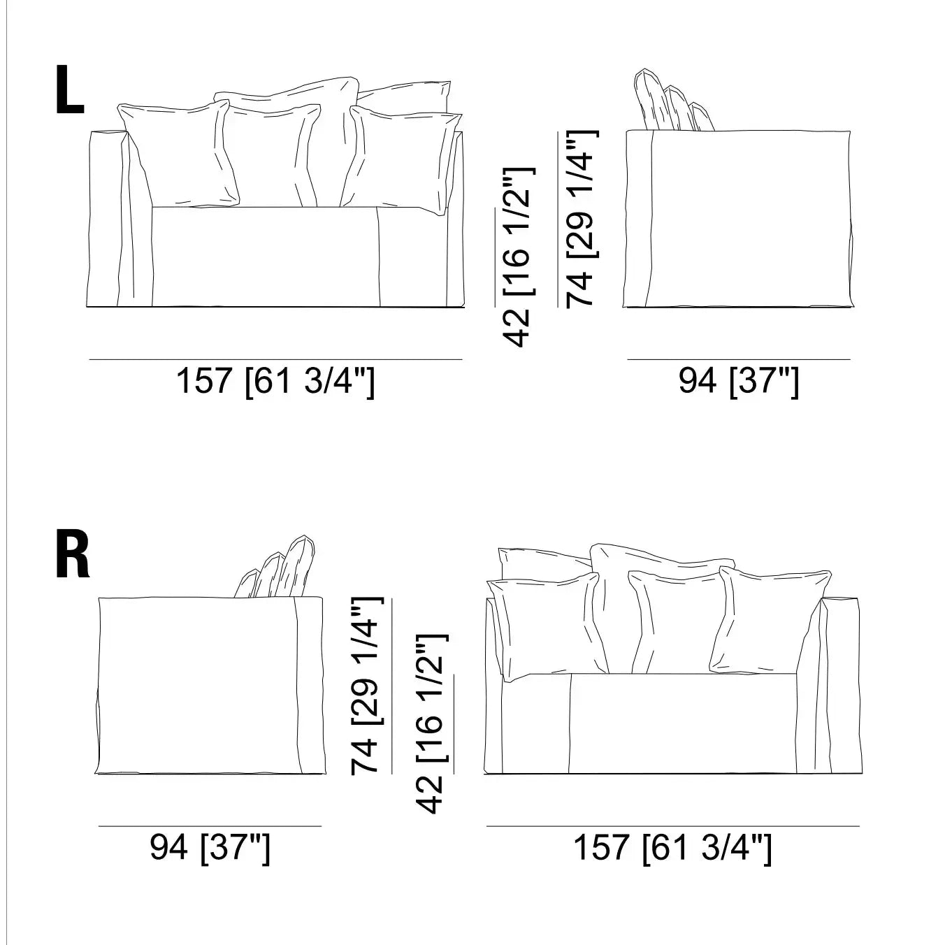 Ghost 35 L-R - Rounded Modular Sofa Element Gervasoni
