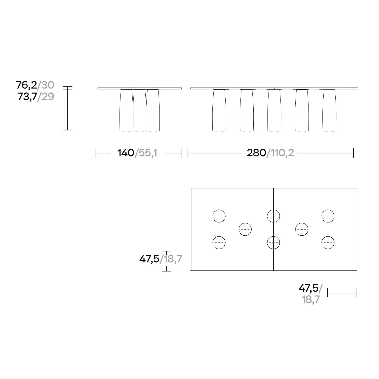 Il Colonnato - Teak Dining Table 280x140 / 12 Guest Kettal
