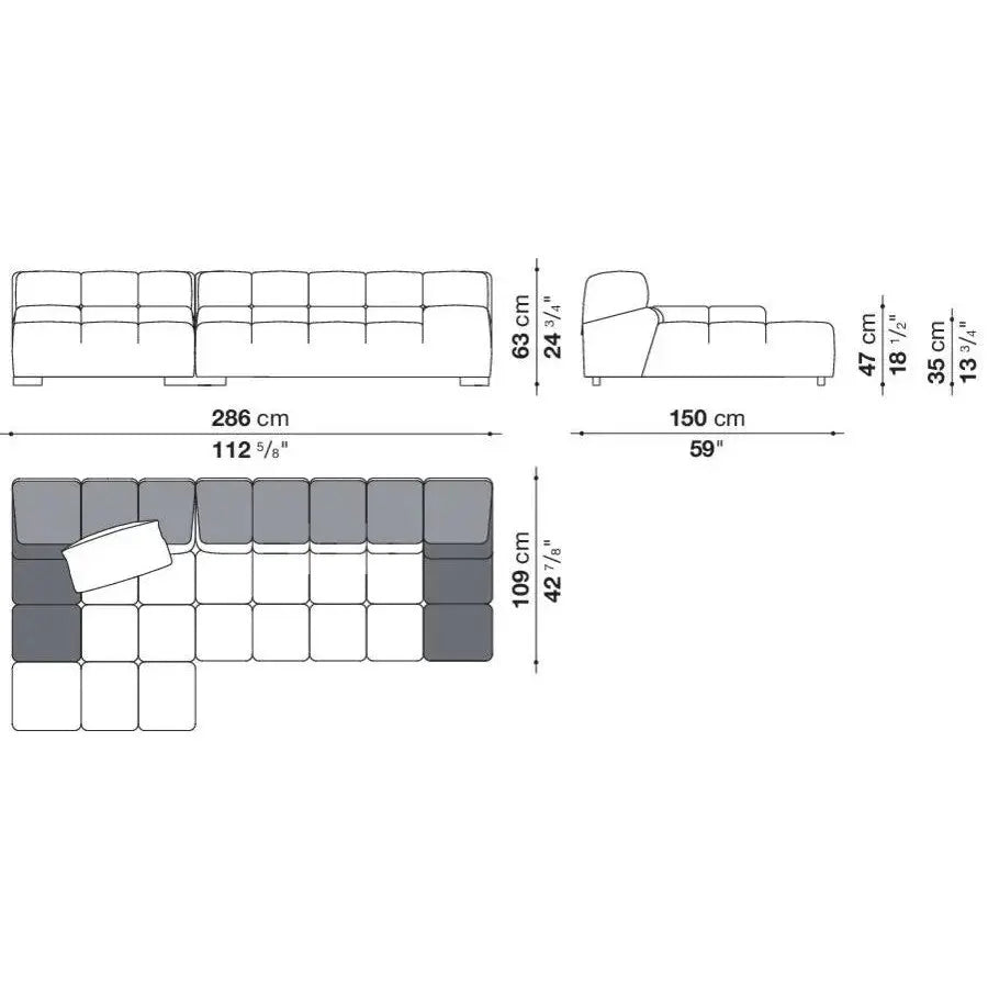 Tufty-Time - Left Sectional Sofa in Rope Rattier B&B Italia