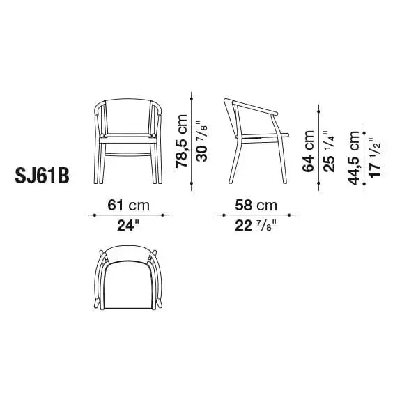 Jens - Chair with Armrests (Oak Frame) SJ61B | B&B Italia | JANGEORGe Interior Design