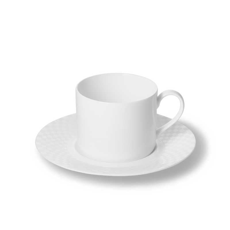 Cross White - Set, Coffee Cup Cylindrical 8.5 fl oz | 0.25L & Squares Saucer | Dibbern | JANGEORGe Interior Design