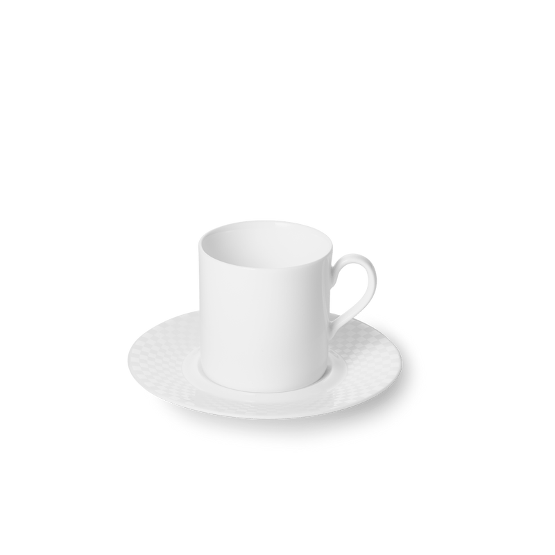 Cross White - Set, Espresso Cup Cylindrical 3.4 fl oz | 0.10L & Squares Saucer | Dibbern | JANGEORGe Interior Design