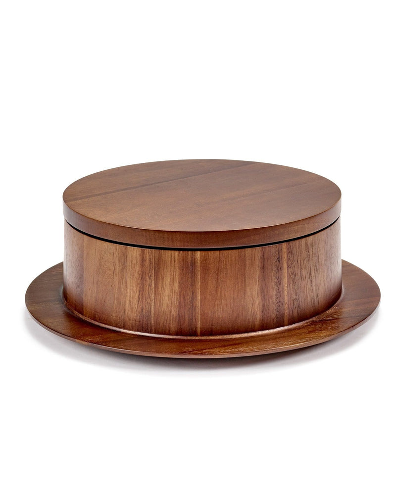 Dishes to Dishes Bowl with Attached Plate in Acacia Wood | Valerie Objects | JANGEORGe Interior Design