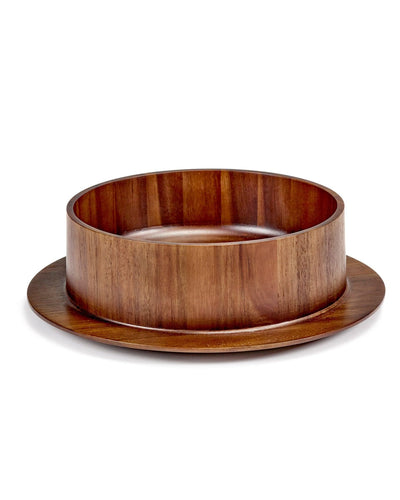Dishes to Dishes Bowl with Attached Plate in Acacia Wood | Valerie Objects | JANGEORGe Interior Design