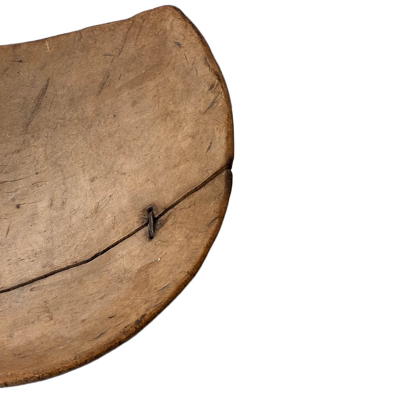 Antique Wooden Bowl with Metal Wire Details