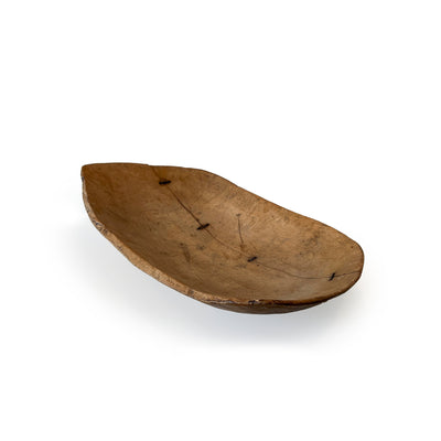 Antique Wooden Bowl with Metal Wire Details