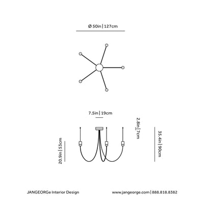 JANGEORGe Interiors & Furniture MOOOI Gravity Chandelier Model 5 Diagram